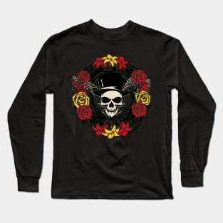 Mr Skull Floral Gothic Long Sleeve T-Shirt